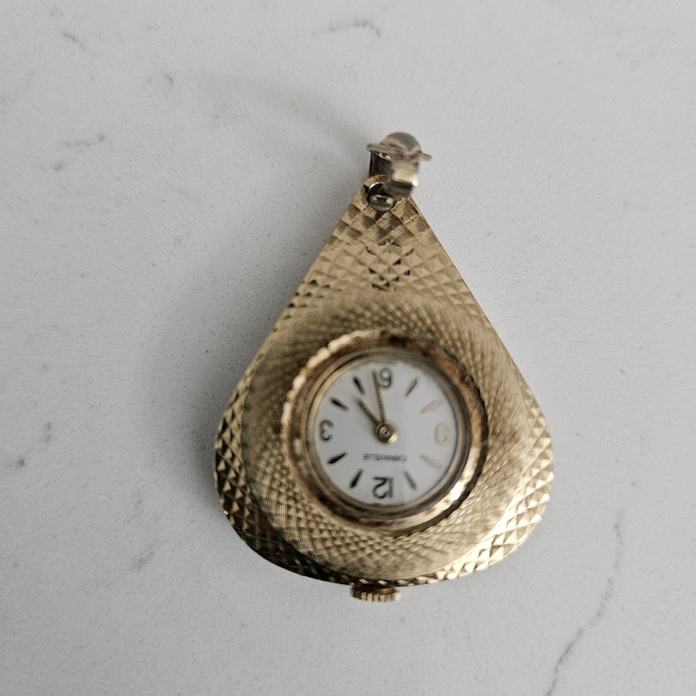 Vintage Caravelle  gold  tone pocket watch pendant